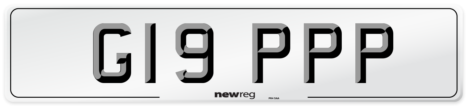 G19 PPP Number Plate from New Reg